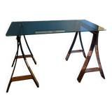 Smoked plexiglass and glass desk