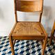 4 vintage pine chairs sitting straw