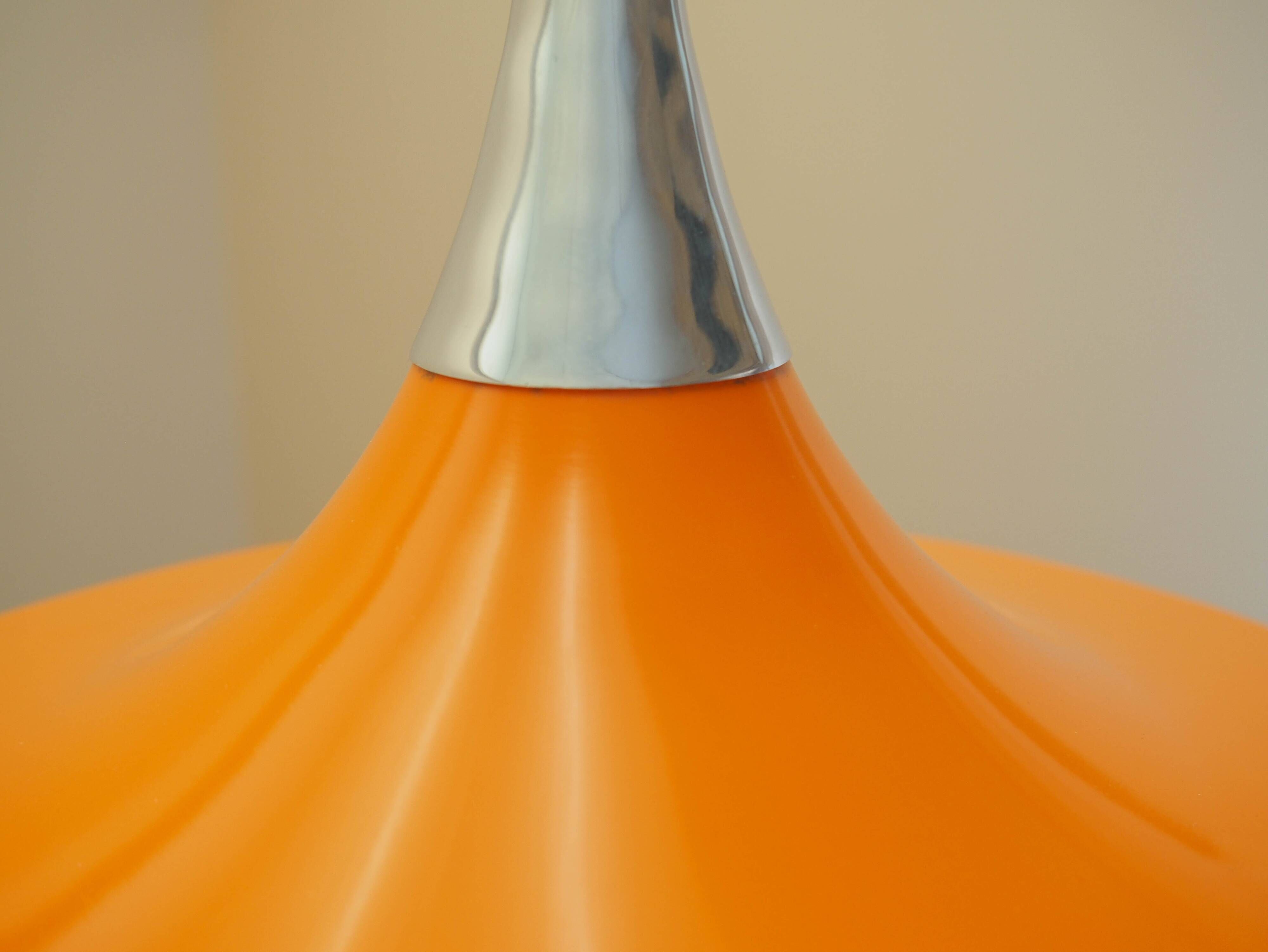 Danish pendant lamp 1960s with orange metal shade