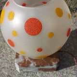 Art Deco night light in marble and enamelled glass from the 1930s.