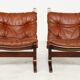 Vintage Norwegian mid-century leather Siesta chairs by Ingmar Relling