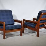 Ensemble de fauteuils design danois, teck, milieu du siècle, design Scandi, années 1970