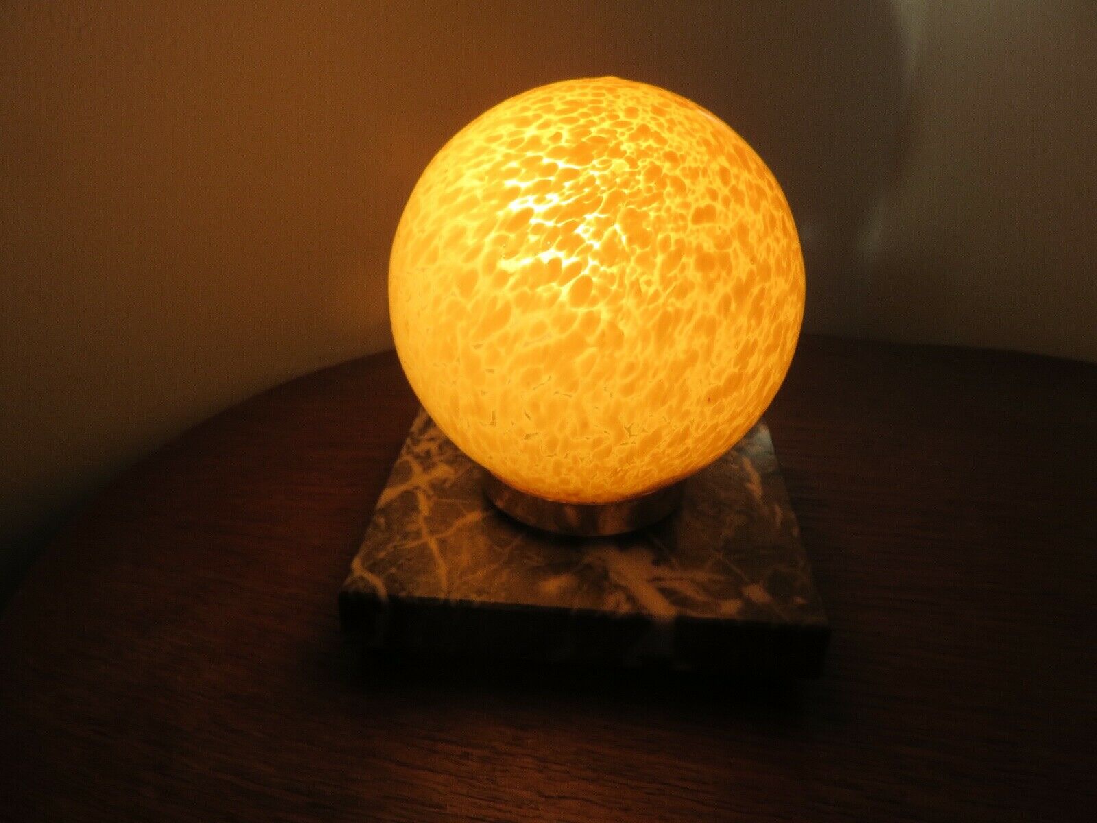 Glass lamp Clichy yellow and marble years 30/40