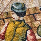 Tapisserie vintage sérigraphiée à la main "les vignerons"