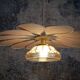 Suspension Fleur en Rotin et Lin Rose et globe vintage en translucide rose
