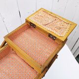 Old wooden folding sewing box