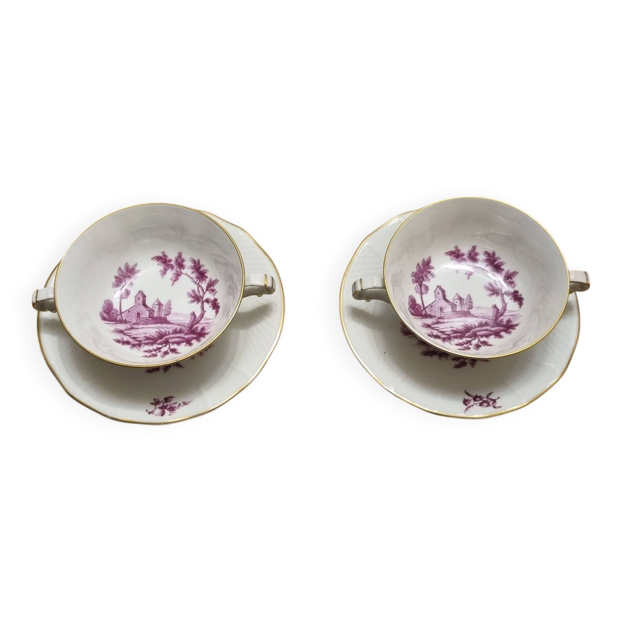 Tea cups, Limoges porcelain breakfast by Bernardaud.