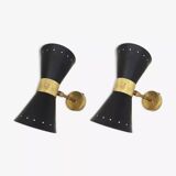 Pair of Italian diabolo wall lights, 1950s