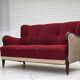 1950s, Danish 3-seater sofa, original red/beige furniture wool.