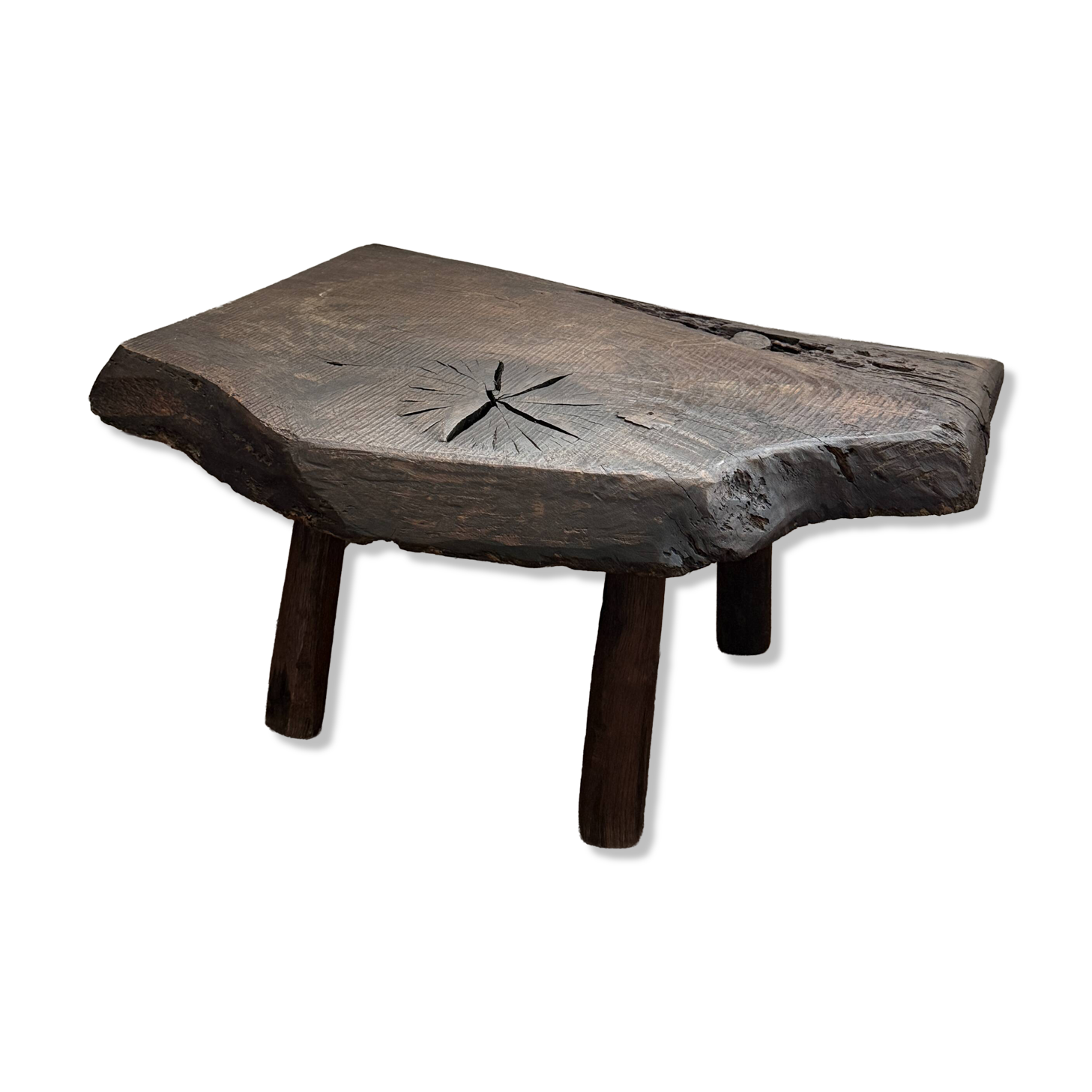 Coffee table in solid wood with organic shape