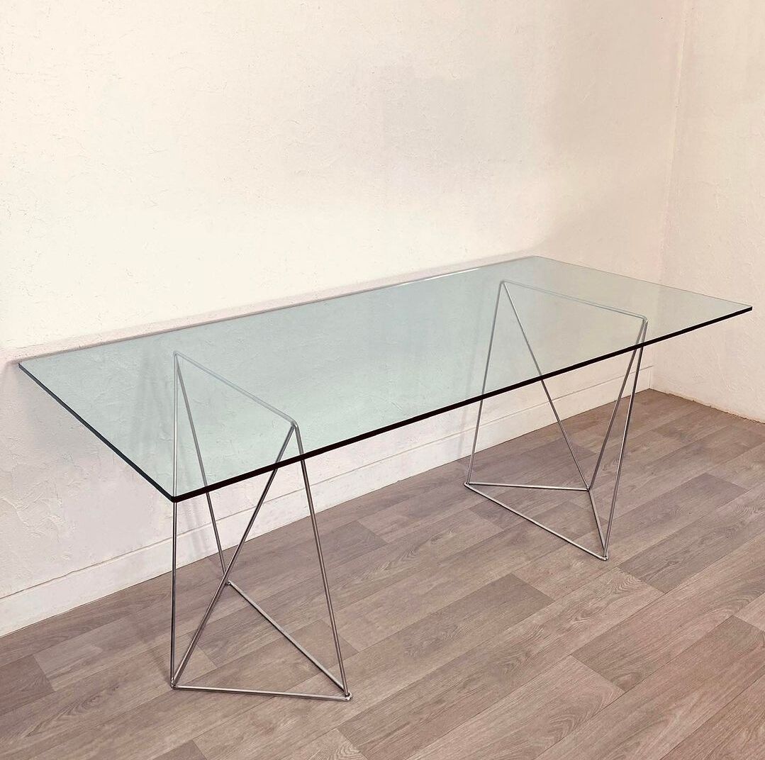Trestle and glass desk