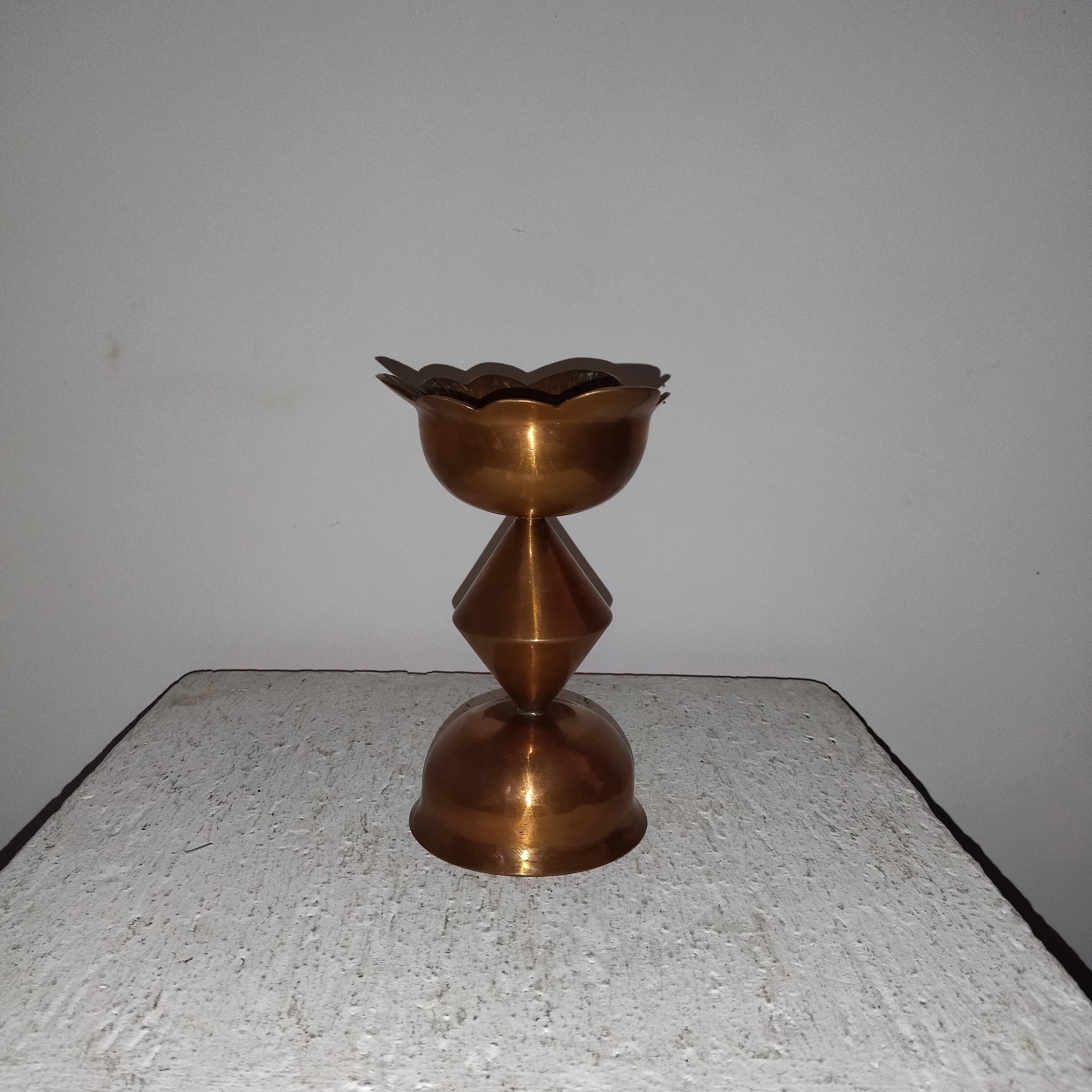 Candle holder pick copper candle brutalist folk art