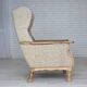 1970s, Danish highback armchair, furniture wool, solid oak wood.