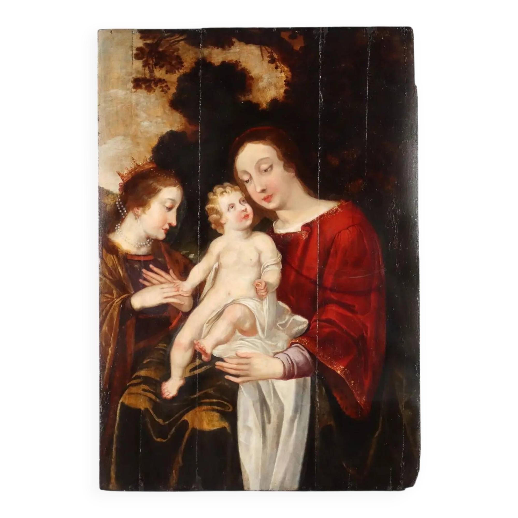 Ancient painting "The Mystic Marriage of Saint Catherine" 16th century