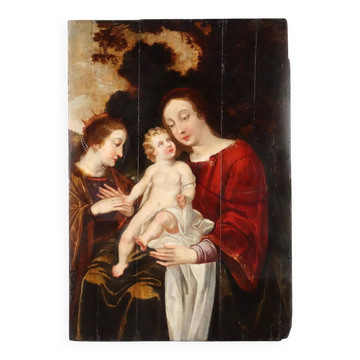 Ancient painting "The Mystic Marriage of Saint Catherine" 16th century