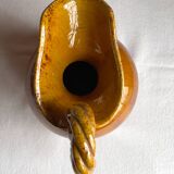 Vallauris 1950 Ewer or Pitcher with twisted handle in enameled ceramic