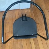 Armchair in black aluminum and leather by Effezeta, 1970