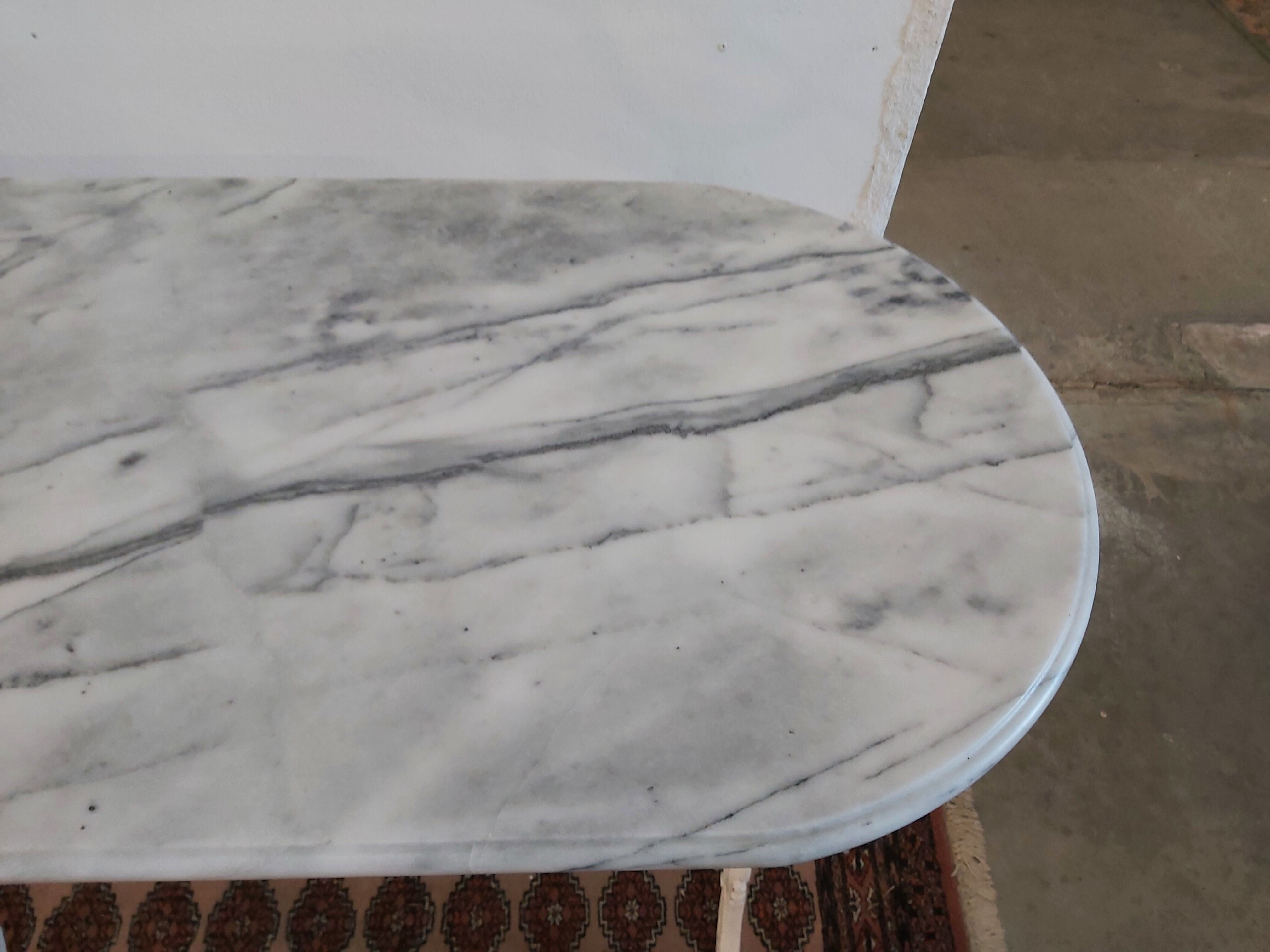 Marble and cast iron bistro table
