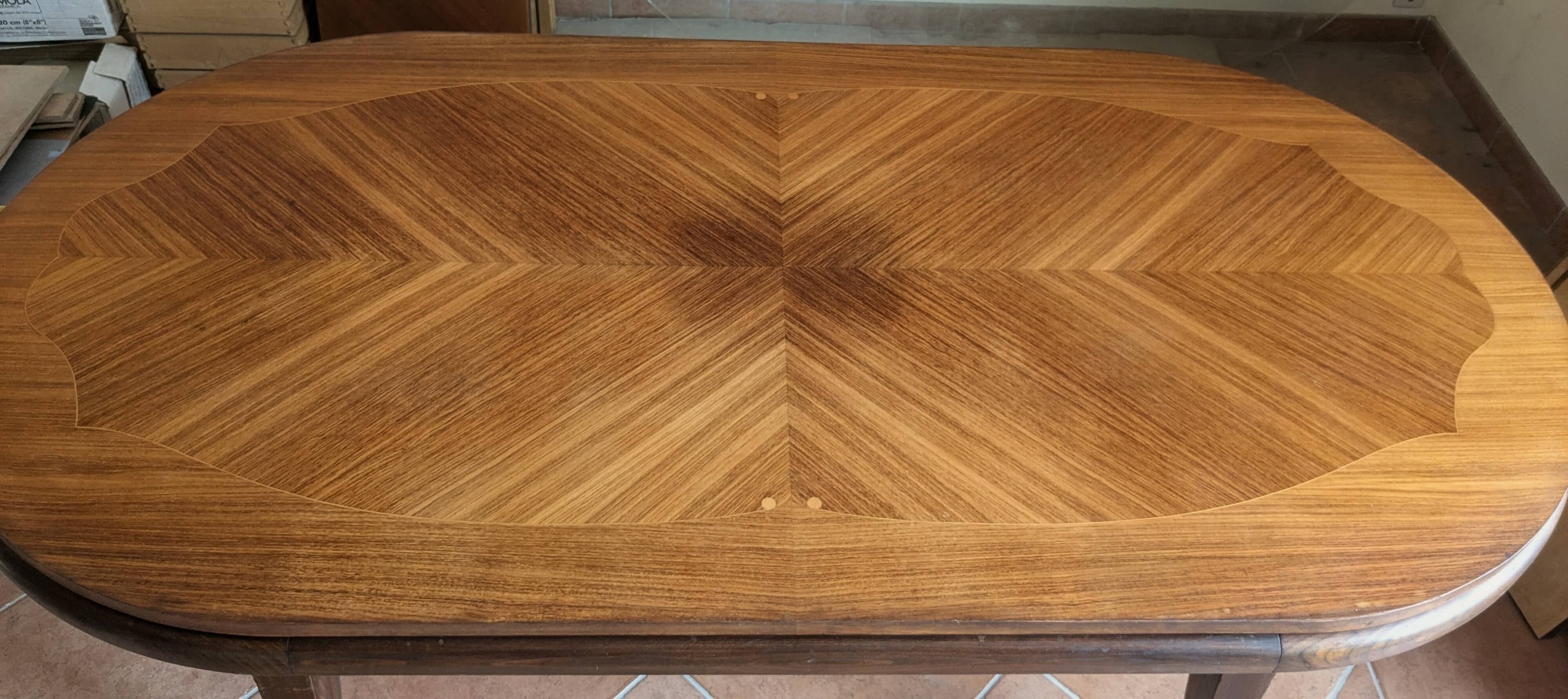 Large Vintage Dining Table 2m. Chevron Inlay