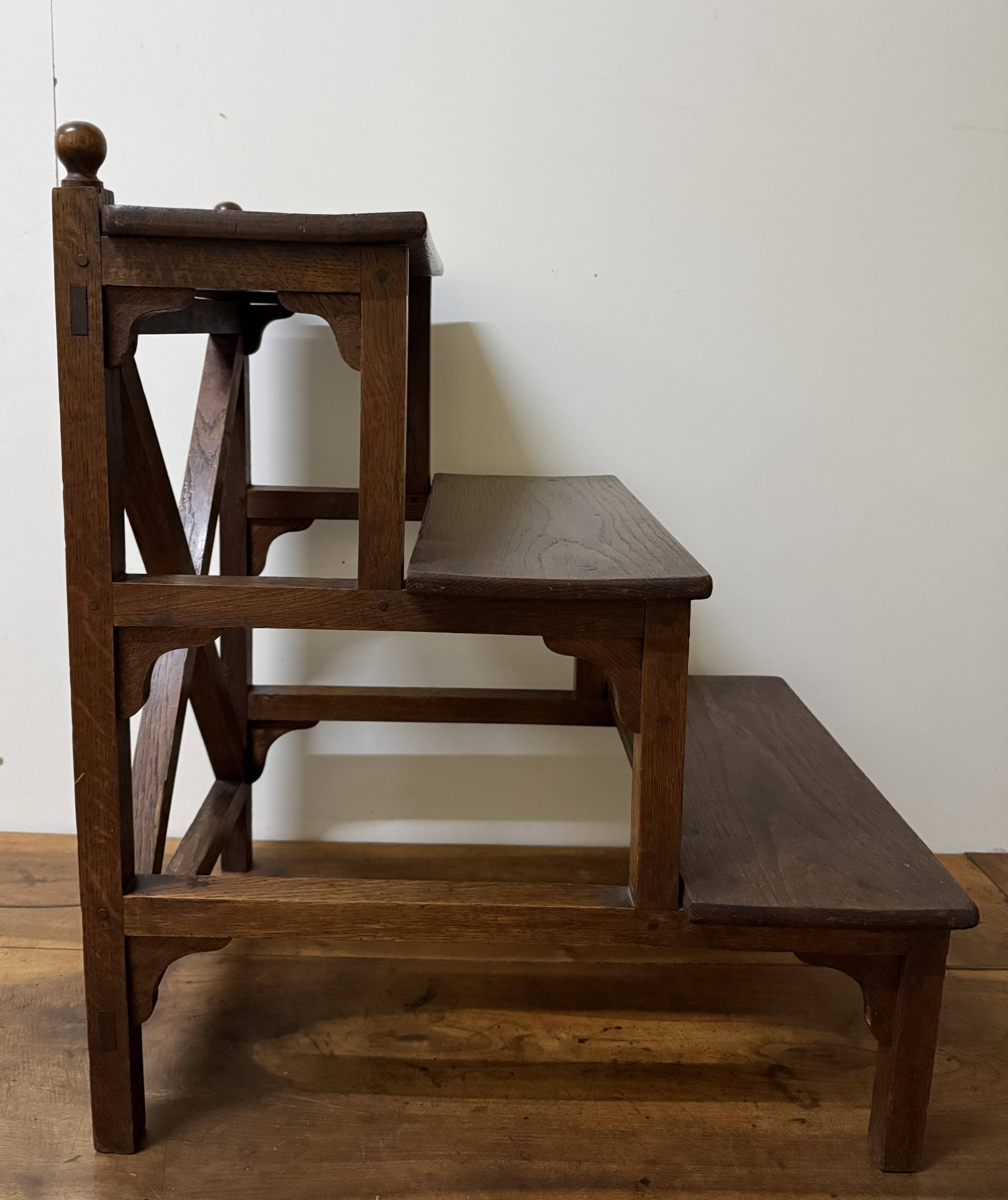 Library step ladder in oak