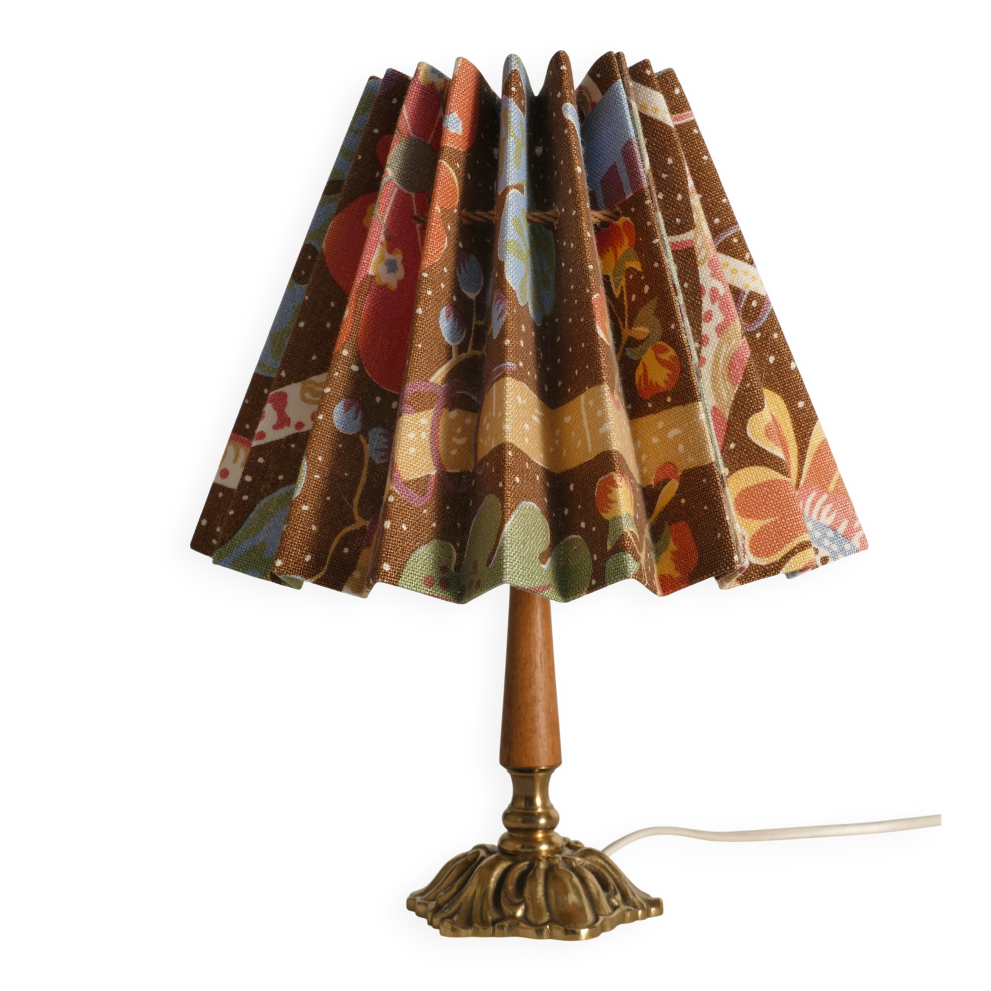 Brass Table Lamp with Teak, Asea, Sweden 1950s