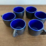 Set of 6 mid century pop 1960s glazed earthenware cups