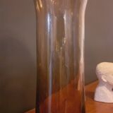 Blown glass vase, smoked, bubble from the 60s