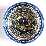 Large decorative dish with colorful peacock