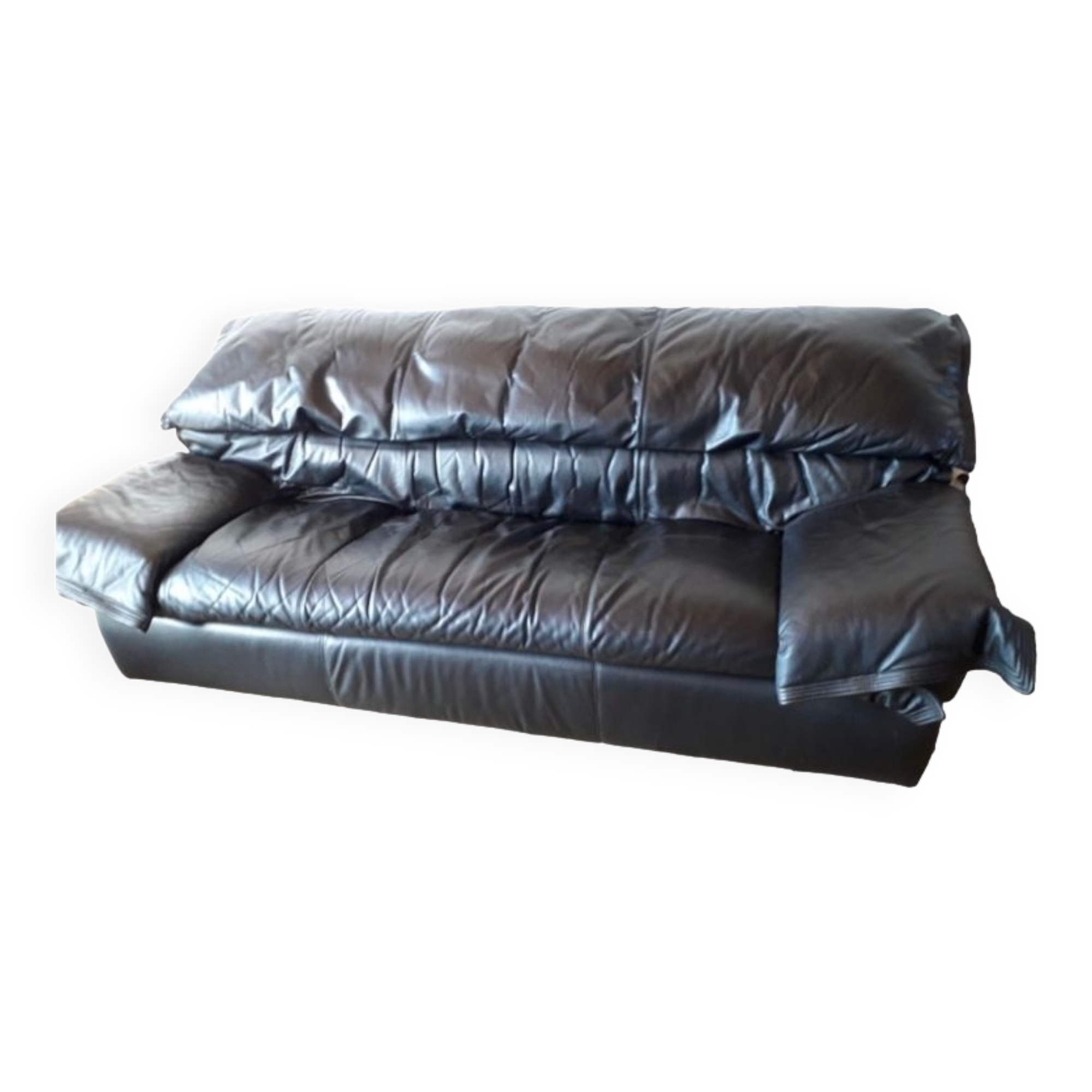 Ligne Roset black leather sofa