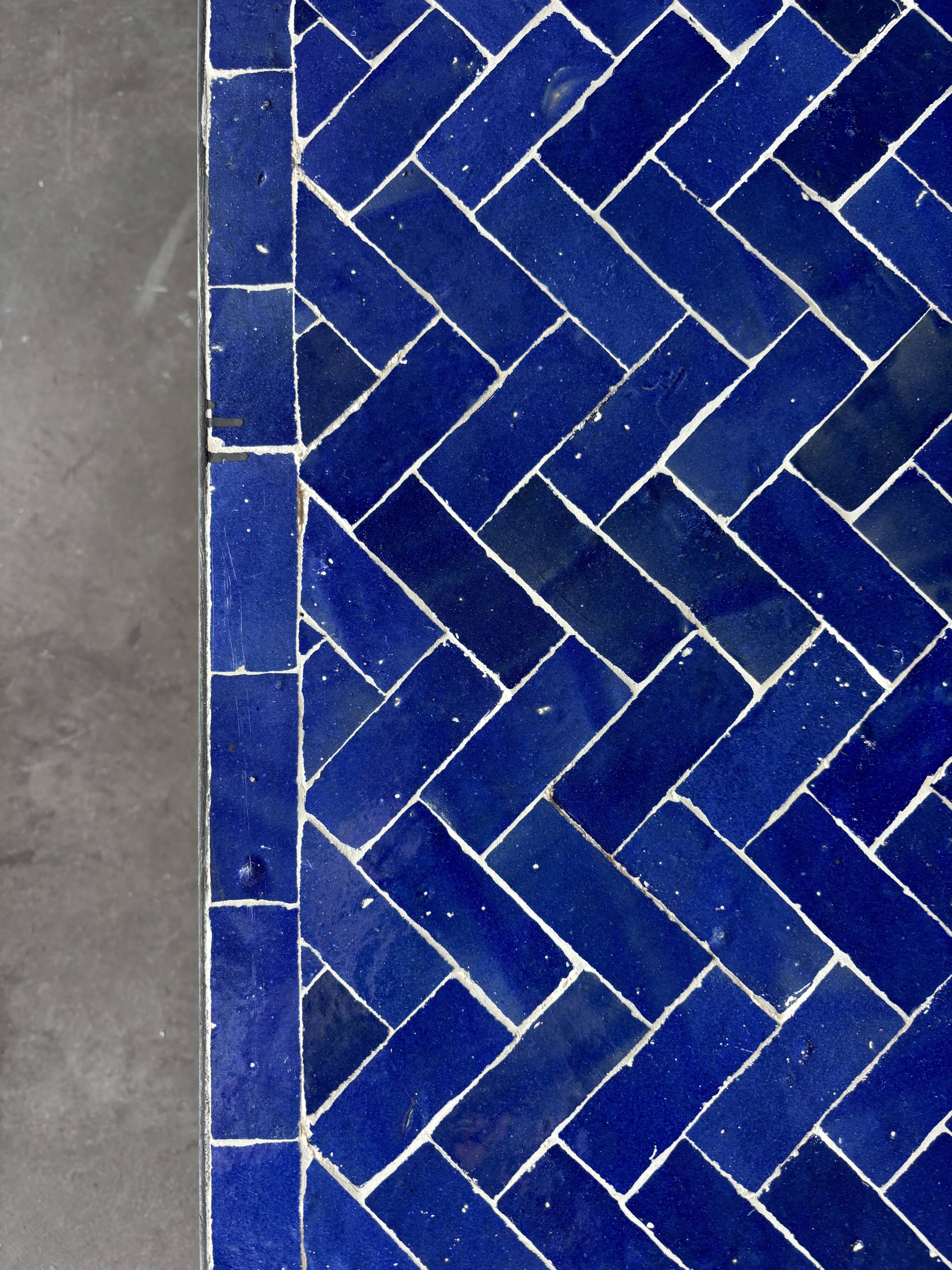 Square coffee table in Majorelle blue zellige, handmade – 60 × 60 cm
