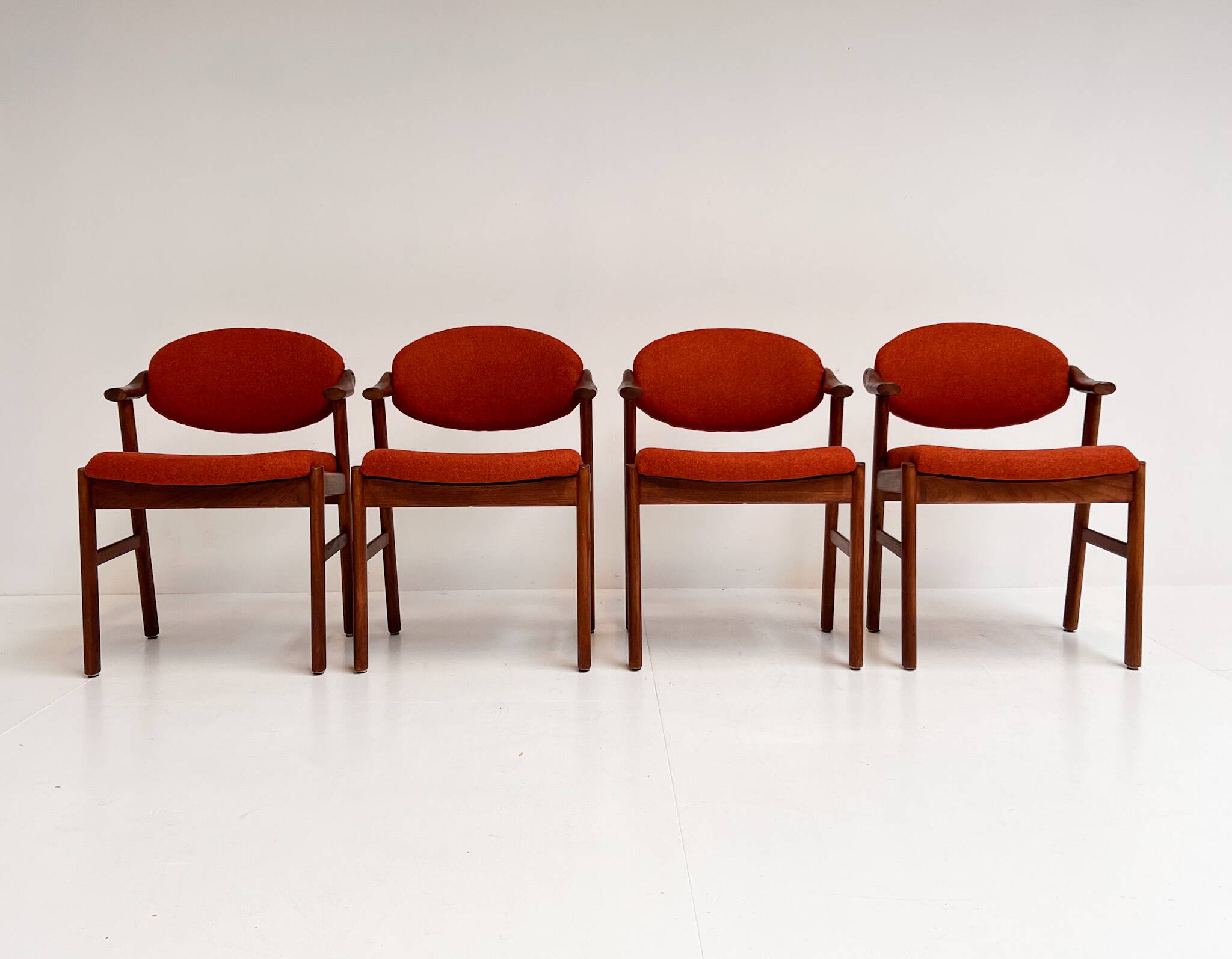 Set reupholstered Danish design chairs by Schou Andersen, 1960s