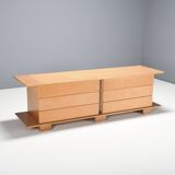 1970s Italian Sideboard in Beech Veneer with Six Drawers