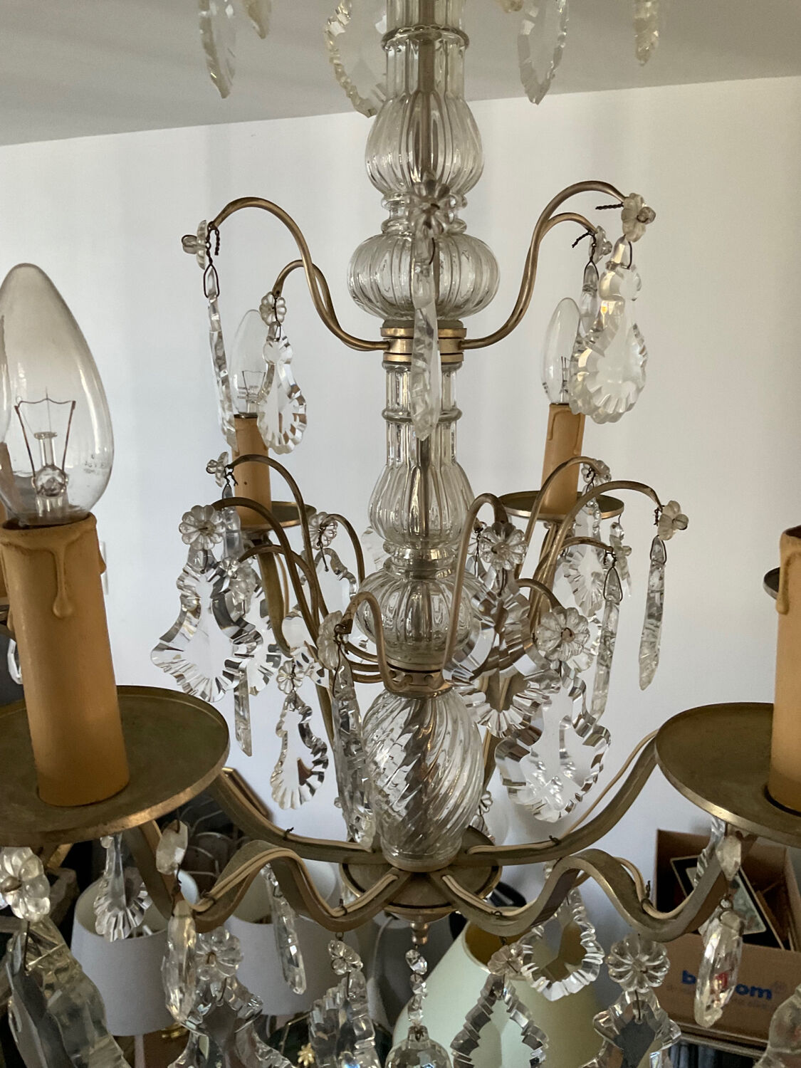 Girandole chandelier with crystal drops from the 60s and 70s
