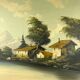G. Taverna, Grand Landscape, 19th century, Oil on Canvas, Framed
