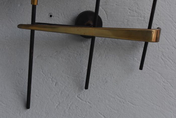 Pair of brass appliques metal and opaline 1960