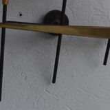 Paire d'appliques en laiton métal et opaline 1960