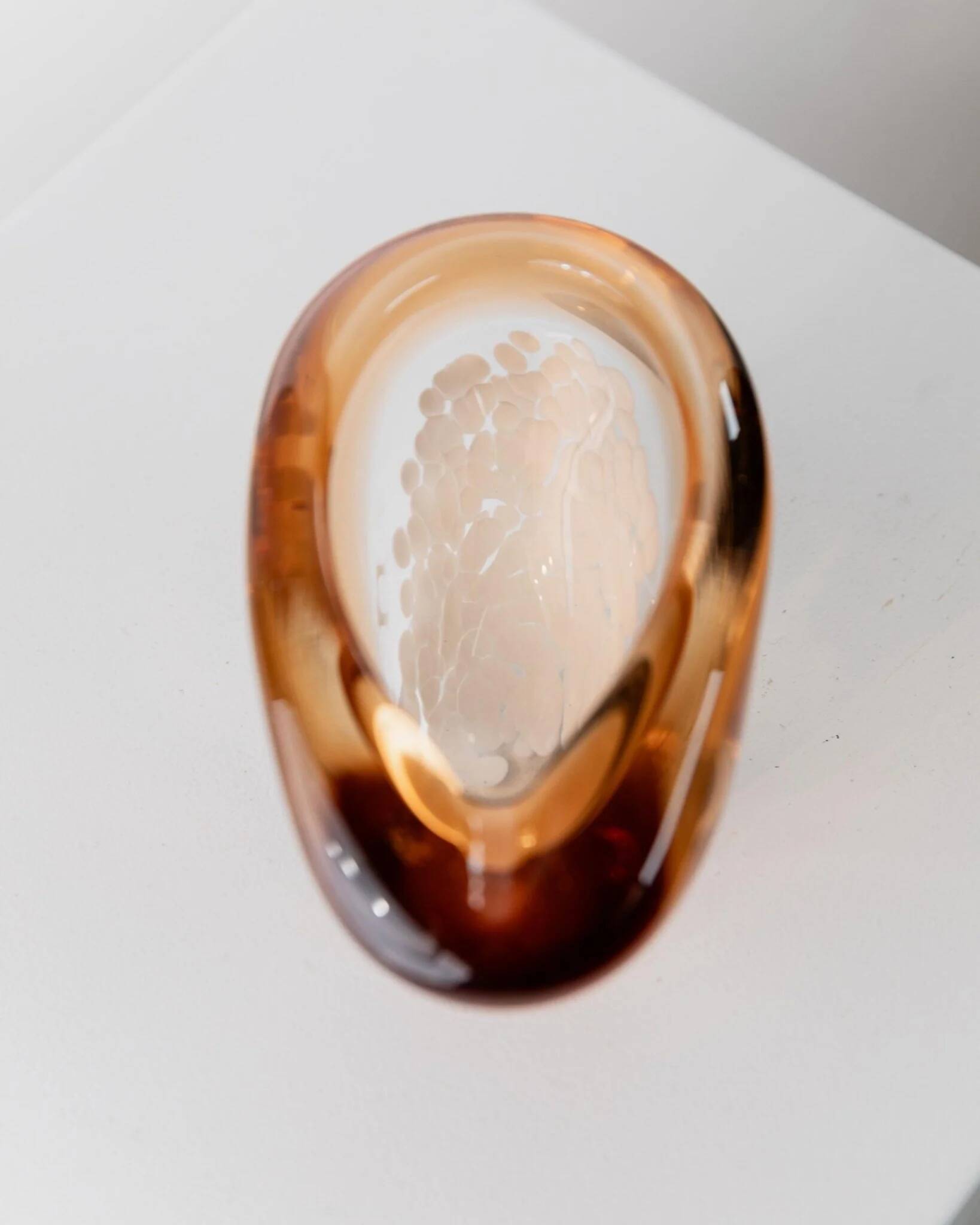 Orange Thick Glass Bowl Ashtray by Pavel Stejskal for Beranek Skrdlovice, 1970s Czech Vintage Decor