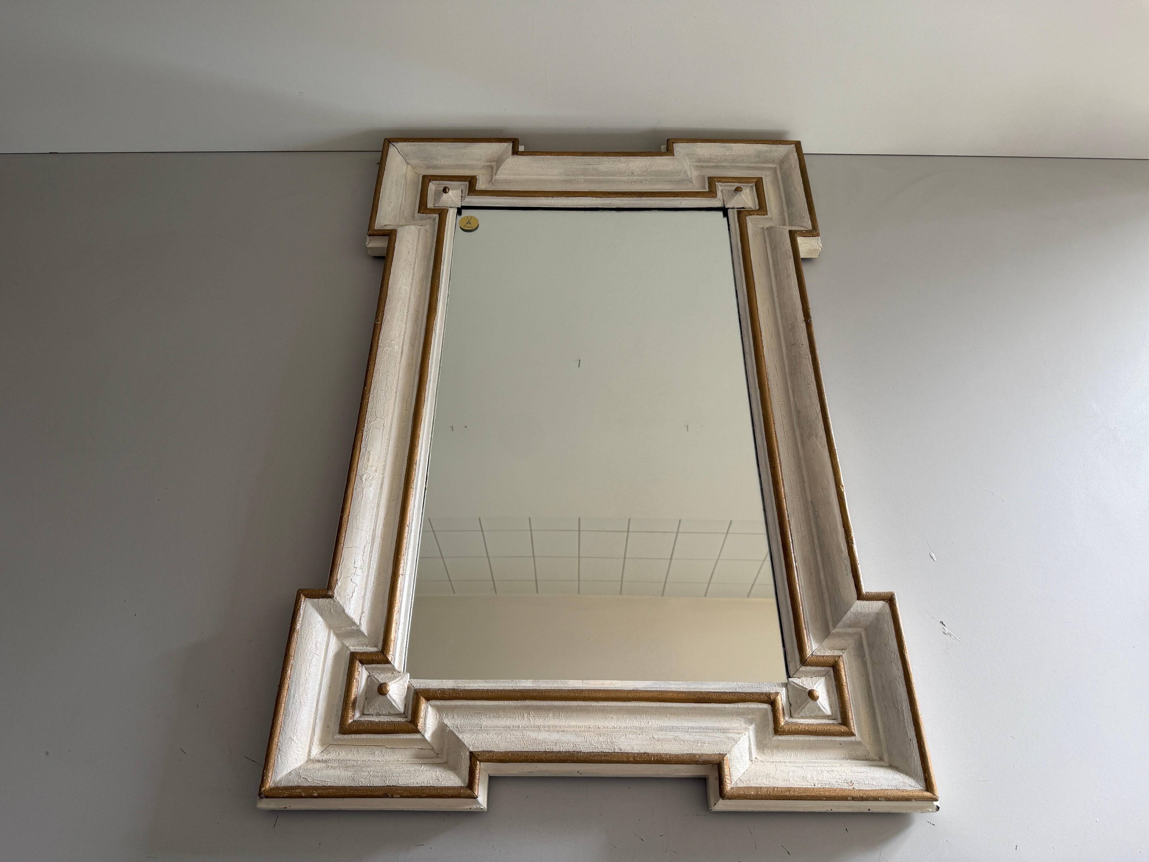Art Nouveau wall mirror with a coloured gold frame by Meissen, 1930s, Germany.