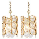 Pair of small golden brass pendants, Sciolari design for Palwa, Germany, 1970s.