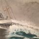 Large painting Oil on masonite Liner Mauritania signed E Joubert