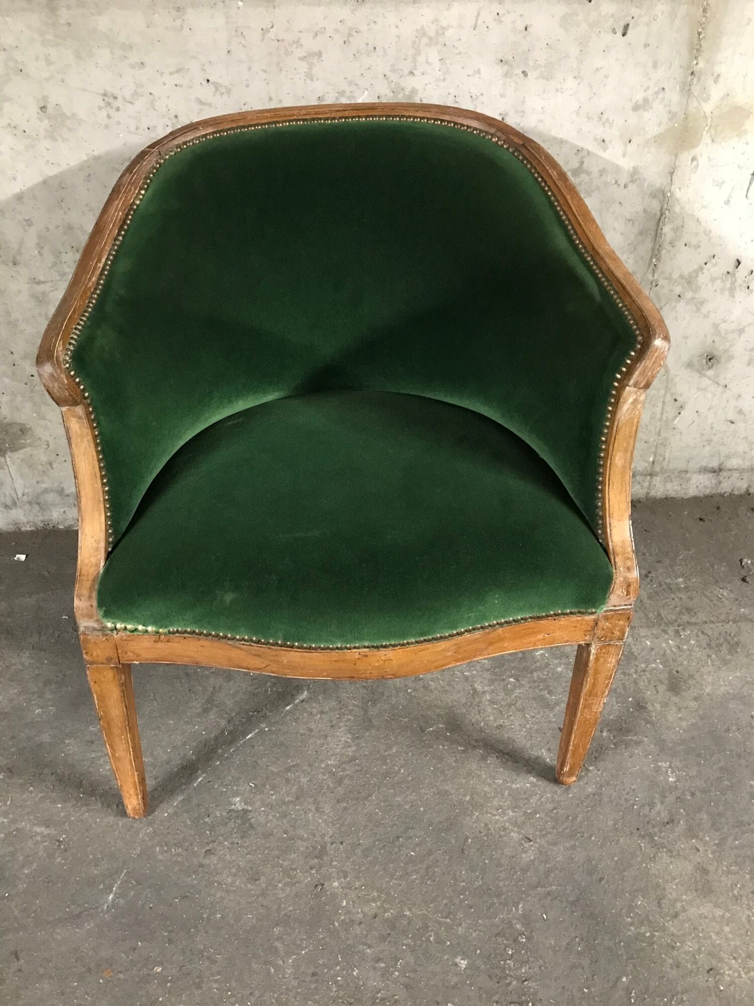 Office velvet green louis XVI bergere Chair