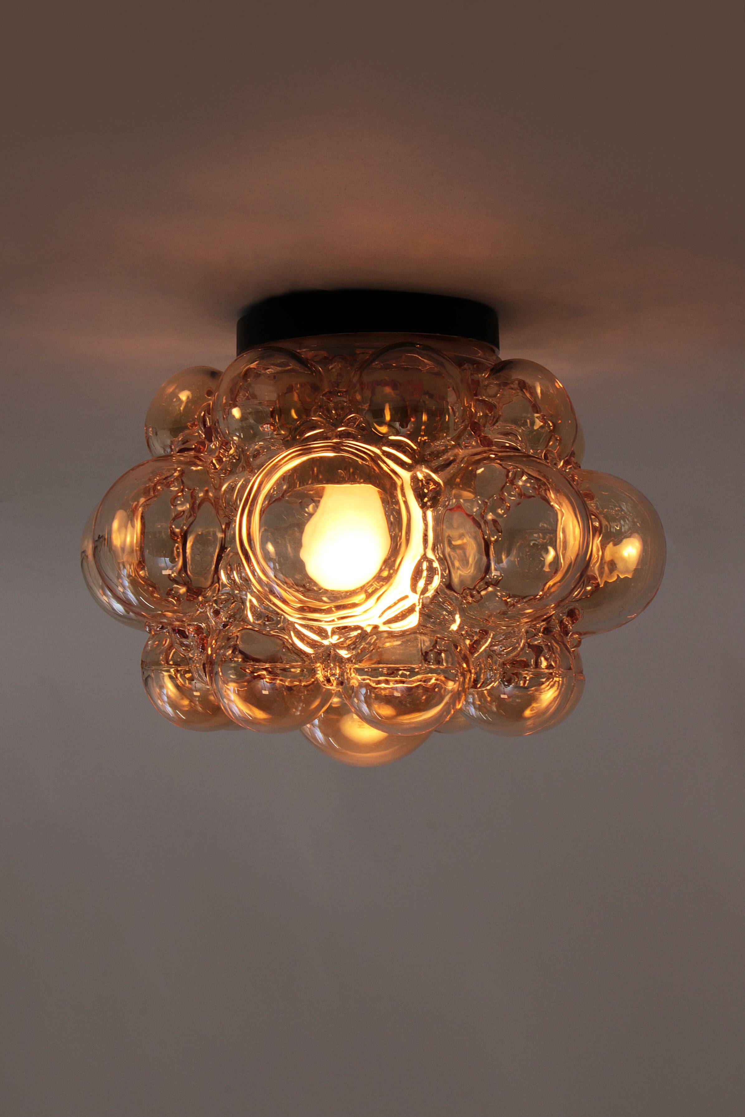 Vintage Amber Bubble Glass Lamp Helena Tynell, 1960