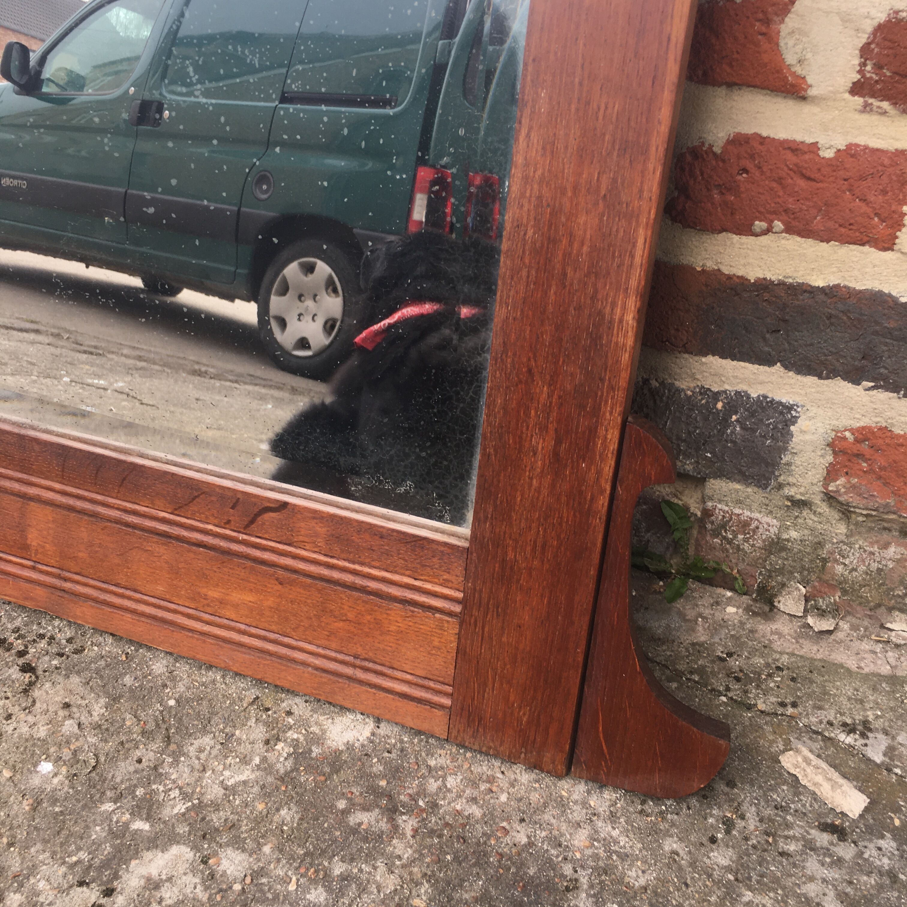 Beveled wooden mirror, 99x83cm