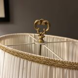 1960s Louis XV/rockery style bronze lamp with original pleated lampshade
