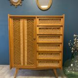 Vintage wood/wicker cabinet
