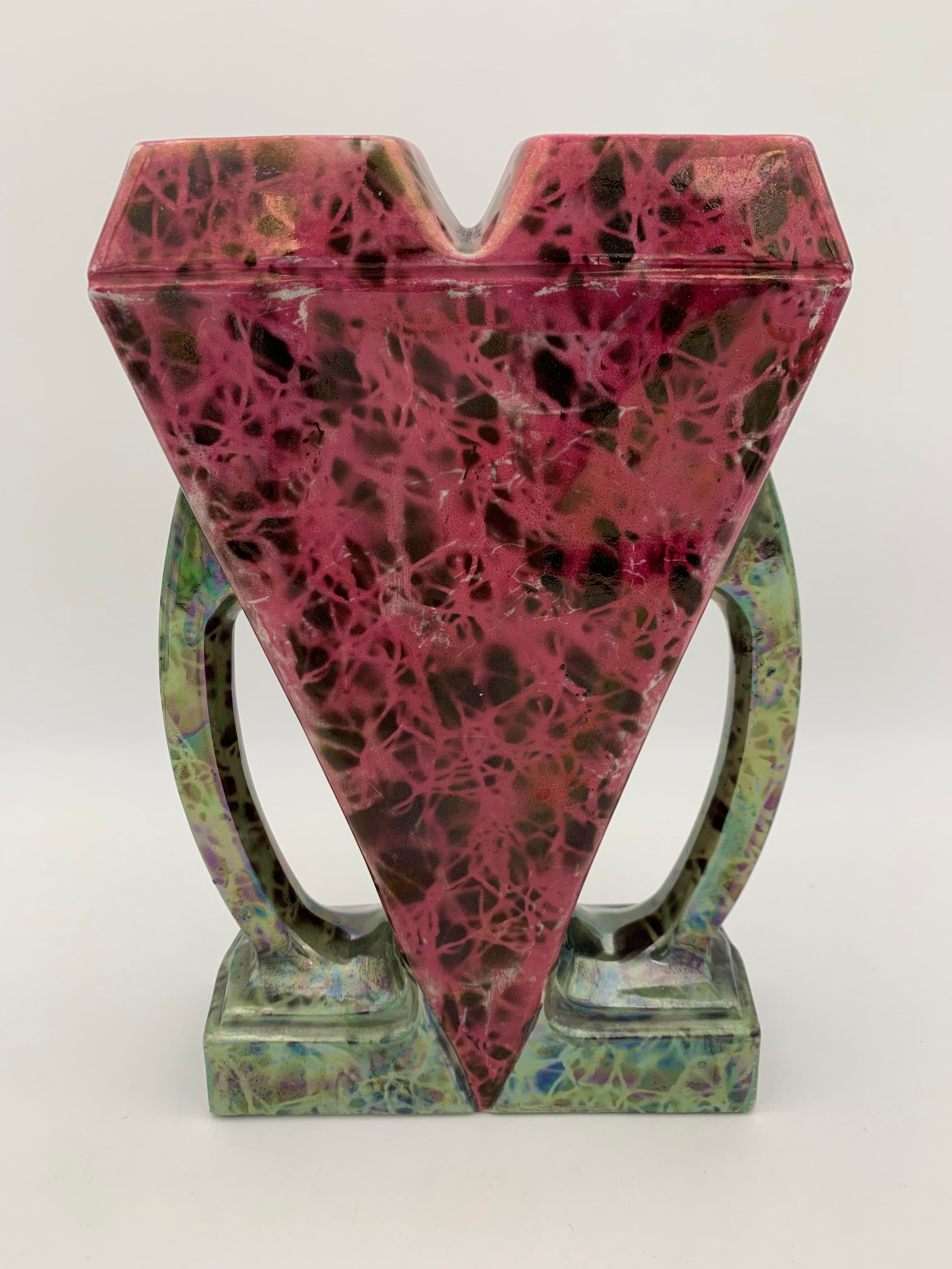 MAJOLIQUE WASMUËL - Art Deco vase in faience signed numbered - 1930s