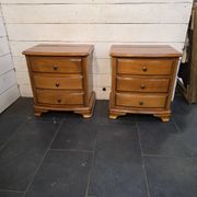 Pair of Louis Philippe style bedside tables in cherry wood.