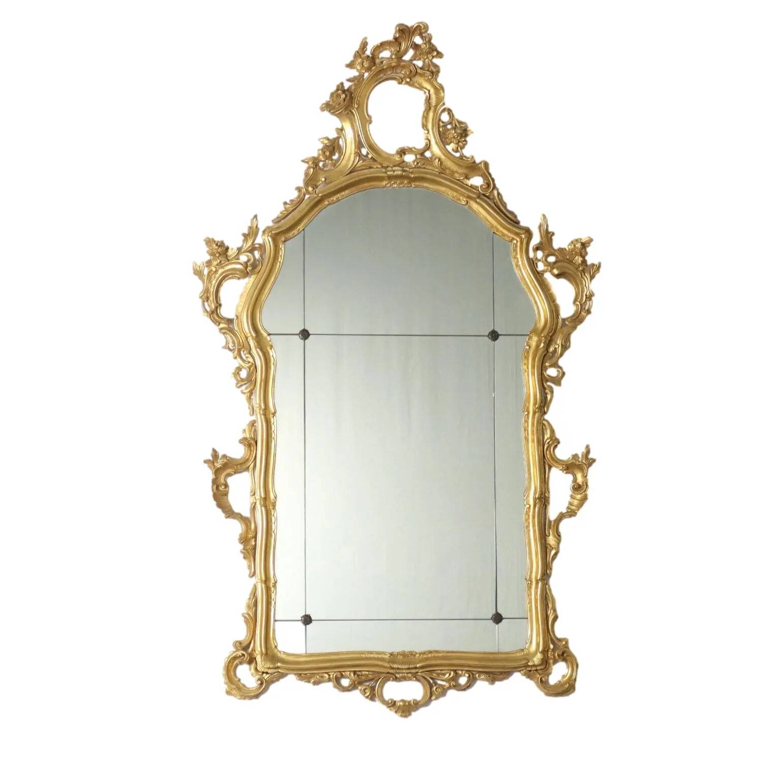 Antique baroque-style wooden mirror, Italy, 20th century