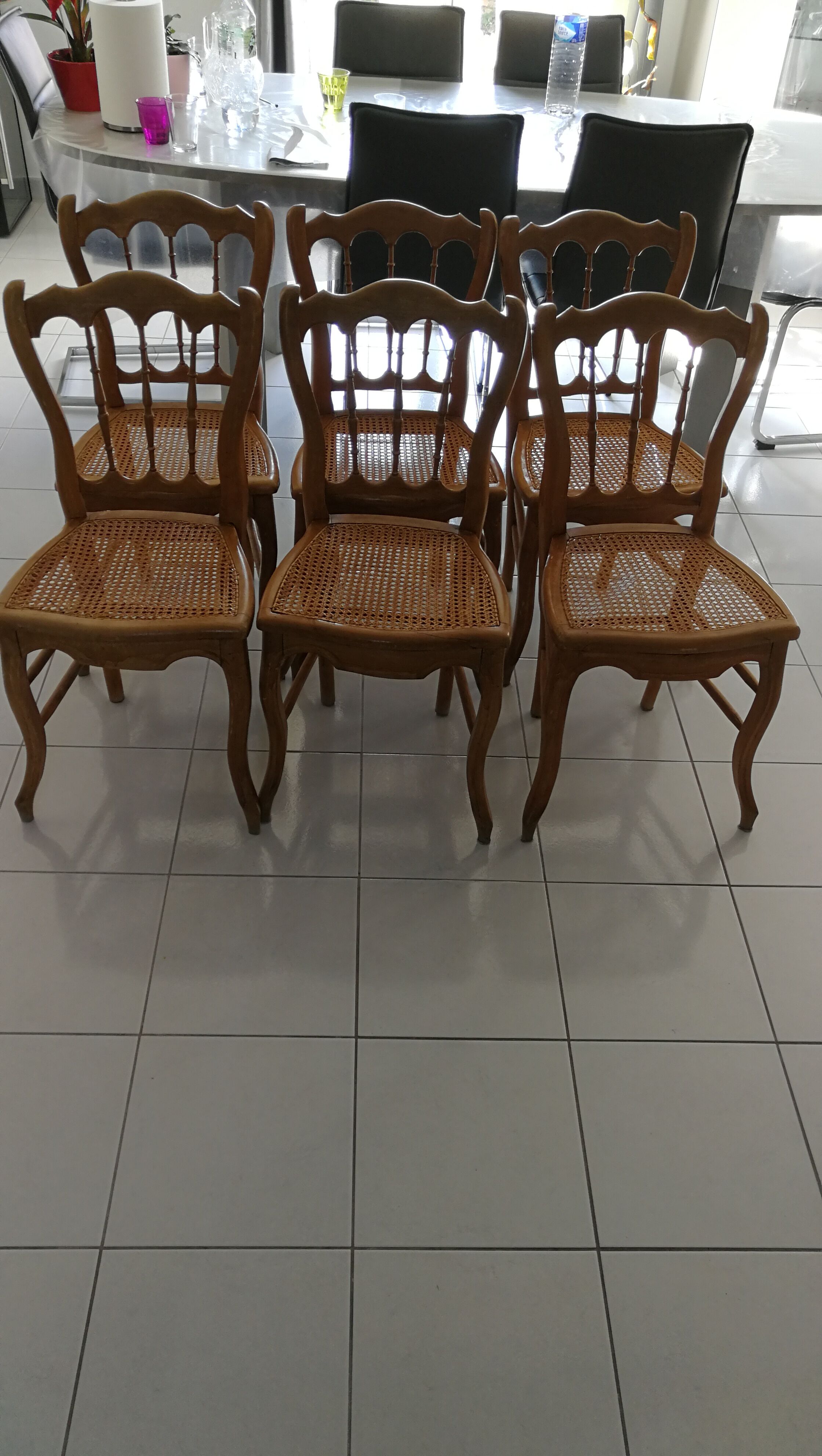6 chairs in natural canning