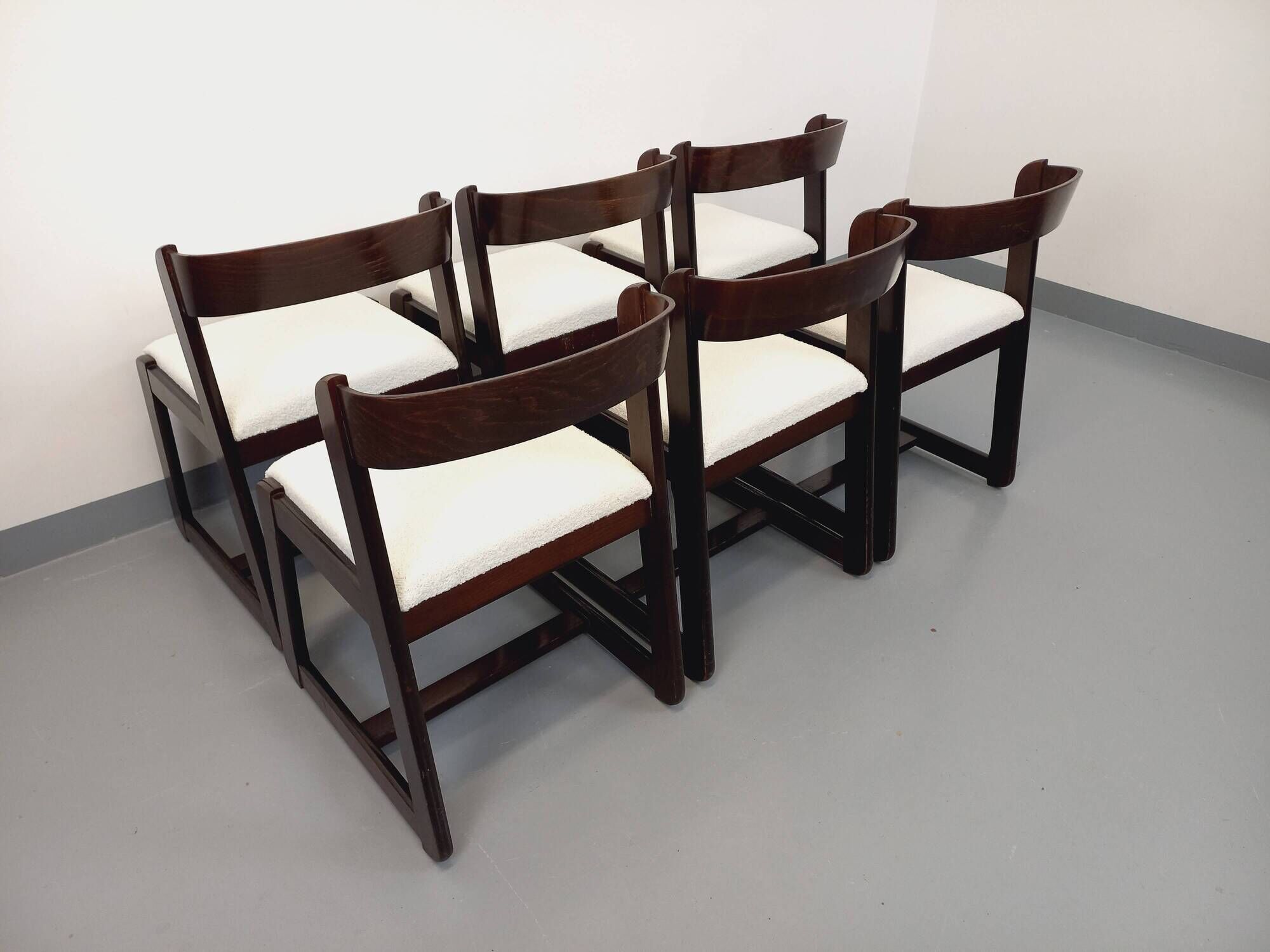 Set of 6 vintage Italian sleigh chairs by Mario Sabot